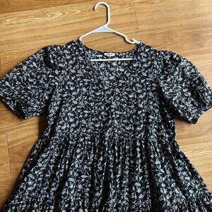 ANA Black and White Floral Flowy Dress